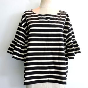 Women's J.Crew Ruffle-Sleeve Striped T-Shirt - Size XL 